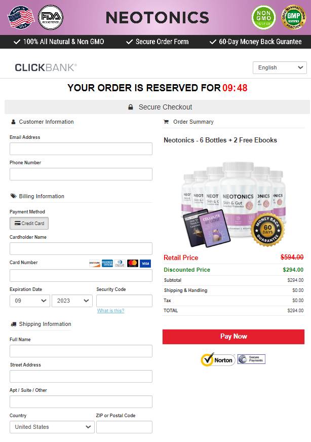 Neotonics - Secure Order Page